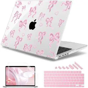 May Chen Case for M4 MacBook Pro 16 inch A3403 Max A3186, M3 A2991 M2 A2780 M1 A2485 Pro Max 2024 2023 2022 2021 Release, Plastic Hard Shell Case with Screen Pretector&Keyboard Cover, Heart Bow
