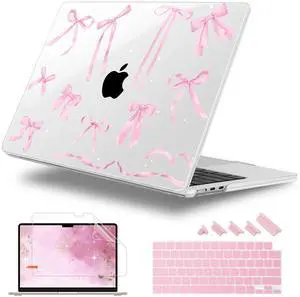 Lepeoac for MacBook Air 13.6 inch Case M4 M3 M2 2025 2024-2022 Release Model A3240 A3113 A2681, Sturdy Plastic Hard Shell Case for MacBook Air M2 13 inch with Touch ID, Bowknot