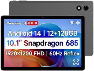 BNCF 10.1inch Snapdragon 685 Android 14 Tablet, FHD IPS 1920x1200 Resolution 60Hz Reflex Bpad 10 with Widevine L1, 12GB+128GB(1TB Expand), 5MP+5MP Camera, 2.4G/5G WiFi+BT5.0, 6500mAh