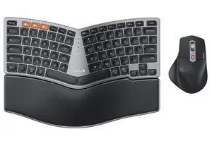 ProtoArc Bluetooth Ergonomic Keyboard Mouse, EKM04 Mini Compact Wireless Ergo Keyboard Mouse Combo, Split Design, Wrist Rest, Multi-Device, Rechargeable, Compatible with Windows/Mac/Android