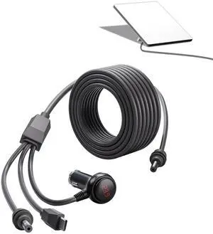 Starlink Mini Power Cable  3-in-1 10FT/3M USB-C to DC Cable, 12V Car Adapter with Switch & Voltage Display, Supports PD 100W+ (20V/5A), for Starlink Mini, Power Bank & Solar Use