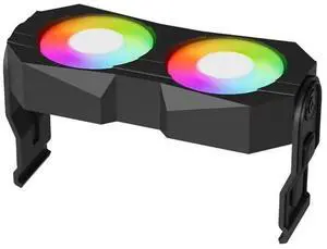 Computer Memory Ram Radiator Plastic Heatsink ram Cooler Fan with Dual 60mm rotatable pc Fans 4Pin PWM &5V 3PIN ARGB ram Cooling Fan for Memory Module Cooling Solution (Black)