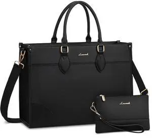 LOVEVOOK Laptop Bag for Women 15.6 lnch,Waterproof Laptops Tote Bags for Womens,Professional Work Bags for Women with Cup Holder,Large Laptop Purse Computer Briefcase Office Teacher Clutch Bag,2 PCS