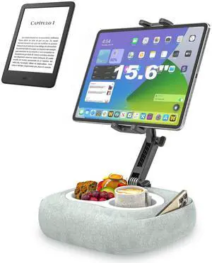 Kolasels Tablet Pillow Stand [Organic Cotton & Food Grade Tray] Adjustable Kindle Pillow Stand Holder for Lap/Bed/Couch/Desk, Fits 4.7-15.6" iPad, Kindle, Galaxy Tab, Phone, Detachable Bowl
