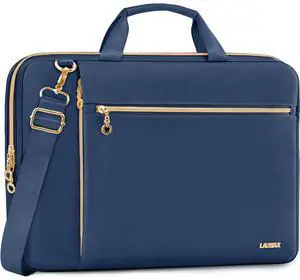 Lausiax Laptop Case Bag Women Men Computer Sleeve Compatible with MacBook/Dell/HP/Acer/ASUS/LG, Waterproof Shoulder Carrying Briefcase, Blue, 15.6-16 Inch