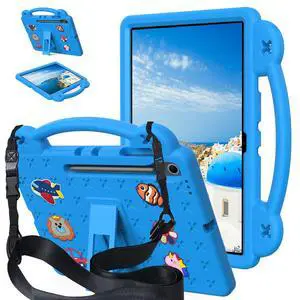Kwamaz Kids Case for Samsung Galaxy Tab S10 FE Plus 13.1 inch Tablet, EVA Kids Shockproof Cover 13.1'' with Strap Handle Stand (Blue)