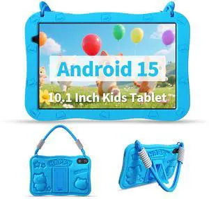 NEWISION 10 inch Kids Tablet,Android 15 Educational Learning Pad with Lanyard, 32GB Storage,HD IPS Display,WiFi,Dual Camera,Parental Control,6000mAh Battery,Blue