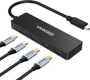 VANGREE USB C Splitter Hub,10Gbps with 4 Ports,USB C Hub Multiport Adapter Dongle for MacBook Pro/Air, iMac, Surface Pro, Chromebook, Dell, HP, iPad, Samsung, etc(Not Support Charging/Monitor)