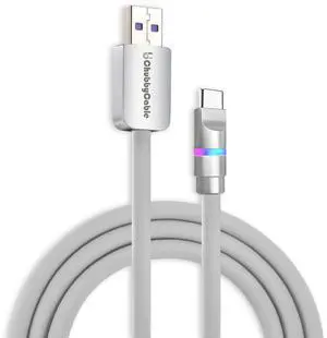chubbycable Neon Chubby - Fast Charge Cable with Smart Light RGB Color Gradual Light Up 100W Charging Cord LED USB C Cable Compatible with iPhone 17-15 Series, Gray, USB-A to Type-C, 1.64 FT