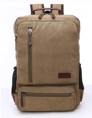 Jahomieo Vintage Canvas Backpack, Resistant Hiking Camping Rucksack Casual Daypack Backpacks for Men&Women Fits 15.6 Laptop