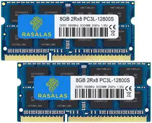 Rasalas DDR3 16GB Kit (2x8GB) DDR3 1600MHz PC3L-12800 16GB DDR3 Non ECC Unbuffered 1.35V CL11 2Rx8 Dual Rank SODIMM Laptop Memory Ram