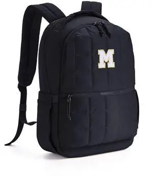 WANDF Gifts for Teen Girls, Personalized Initial Quilted Puffer College Backpack, Travel Laptop Backpack Daypack (Black M)