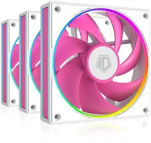 ID-COOLING AF-127-PINK Trio 3 Pack Case Fans Pink Fans Daisy-Chained 120mm Computer Fan for Radiator/CPU Air Cooler/Computer Case