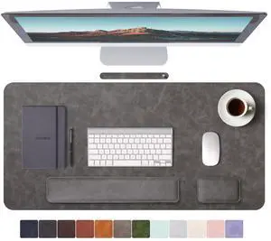 RENMTURE Large Mouse Pad and Keyboard Wrist Rest, Desk Pad for Keyboard and Mouse, Large Gaming Mouse Pad with Wrist Support, Desk Mat for Work and Gaming (Dark Grey)