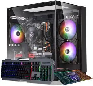 Prebuilt Gaming PC Desktop Computer,AMD Ryzen R5 5500 Desktop,Operating at A Frequency of 3.6-4.2 GHz,RTX2060 Graphics Card with 6GB GDDR6 Video Memory,16GB RAM, 1TB NVME SSD,WiFi 5.0,RGB Fan x4