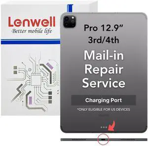 Lenwell Mail-in Repair Service with Charging Port Replacement for iPad Pro 12.9-inch 3rd/4th Charging Port Full Assembly Replacement, Pro-Repair Service (not Parts)