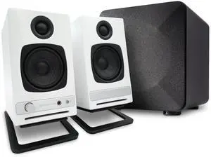 Audioengine A2 HD White Home Music System with S6 Subwoofer and DS1M Stands