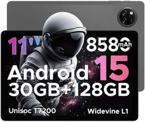 DOOGEE Tab A9 Pro+ Android 15 Tablet,11 inch Tablet with 90Hz Display,30GB+128GB/2TB TF Octa-Core Gaming Tablets,8580mAh,Netflix 1080P,Bluetooth 5.0+5G WiFi Tablets,13MP+5MP,Face ID/OTG Grey