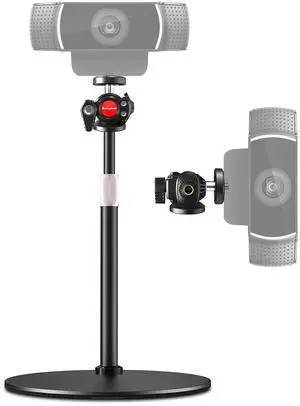 Borenbuir Webcam Stand for Desk, Height Adjustable, Desktop Webcam Tripod Mount for Logitech Brio 4K C922 C930e C920S C920 C960 C920x Camera and Other Devices with 1/4" Thread