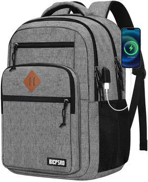 Classic Backpack for Men Women, School Backpack for Girls Boy Teens,15.6 Inch Laptop Bookbag with USB Charger for College High School Work Business Computer Back Pack,mochilas para hombres,Grey