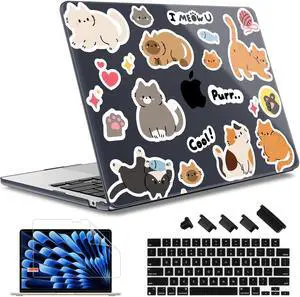 May Chen for MacBook Air 13.6 Inch Case 2025/2024/2023/2022 Release (Model A2681 A3113 A3240, M2 M3 M4 Chip)  Hard Shell Laptop Cover with Keyboard Cover & Screen ProtectorCat Sticker Print