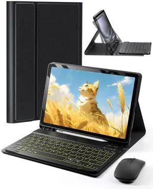 TUNKARMOR for iPad Air 11-inch/ 5th/ 4th Generation Case with Keyboard iPad Air 10.9/11-inch M3 M2 Air 5 Air 4 Gen 2025/2024/2022/2020 Magic Keyboard Backlit Built-in Pencil Holder with Mouse - Black