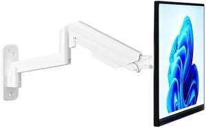 suptek Single Monitor Wall Mount for 17 to 32 Inch Screens, Gas Monitor Arm Wall Mount Holds Up to 19.8lbs, Full Motion Adjustable,VESA Mount 75x75, 100x100,White