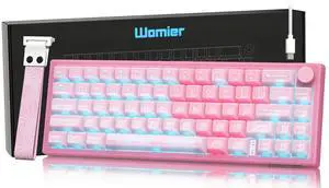 Womier 60% Keyboard QMK/VIA, Pink Gaming Mechanical Keyboard Creamy, Hot Swappable Gasket Mount RGB Wired Jade Key Board & Jelly Translucent Keycaps(VK66 PRO- Jelly)