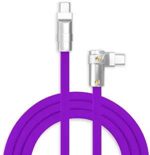 chubbycable FlexElbow 90 Degree 240W Fast Charging Cable Right Angle USB C Cable Silicone Charging Cord Compatible with iPhone 17-15 Series iPad, Purple, Type-C to Type-C, 1.64FT