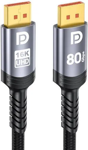 Sniokco 80Gbps DisplayPort Cable 2.1 10FT, 16K DP Cable 16K@60Hz 8K@240Hz 4K@540Hz 360Hz 240Hz Compatible with HDR HDCP 2.3 DSC FreeSync G-Sync Monitor Graphics RTX 5090 4090 PC HDTV