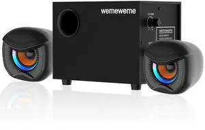 Wemeweme Computer Speakers, PC Speakers with Subwoofer, 2.1 Gaming Speakers for Desktop PC, USB Powered Wired 3.5mm Aux for Monitor, Laptop, Desk
