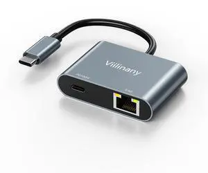 Viilinany USB C to Ethernet Adapter 2.5Gbps with Power Delivery Charging, Type C to RJ45 Gigabit LAN Network Dongle, Compatible with MacOS, Windows 11/10/8/7, Linux
