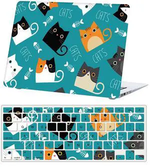 Laptop Case Compatible with New MacBook Air 13 Inch Case 2020 2019 2018 Release A2337 M1 A2179 A1932 with Retina Display & Touch ID, Plastic Hard Shell Case & Keyboard Cover Skin - Cute cat
