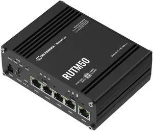 Teltonika RUTM50 5G Industrial Router Dual SIM Failover, WiFi 5, Gigabit Ethernet, VPN & RMS Support (RUTM50000000) Teltonika RUTM50 5G Industrial Router Dual SIM Failover, WiFi 5, Gigabit Ethernet, VPN & RMS Support (RUTM50000000)