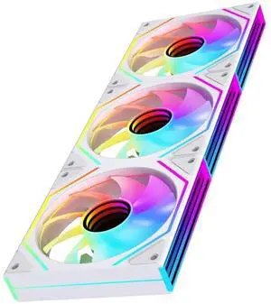 Jungle Leopard Prism4 Ultra 120mm ARGB PC Case Fan - Dual Infinite Mirror, Ultra-Quiet 9-Blade Design, Motherboard Sync & Daisy Chain, RGB Fans for Computer Case and Cooling(White-3Pack)