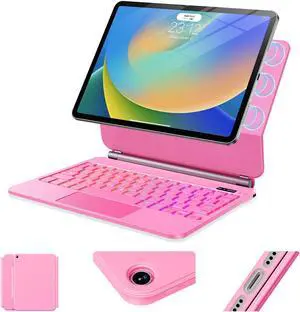 ALIWLHOF for iPad 9th Generation Case with Keyboard,Magic Magnetic Keyboard Case for iPad 10.2 9th/8th/7th Gen & Air 3,Pro 10.5, Multi-Touch Trackpad - Backlit - Floating Cantilever Stand (Pink)