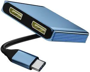 DisplayPort Splitter for Dual Monitors, 4K@60Hz USB C to Dual DisplayPort Splitter Adapter for Extended Display with 2 Displayports/USB3.0/100W PD Fast Charging, Compatible with MacBook/HP/Dell/Lenovo