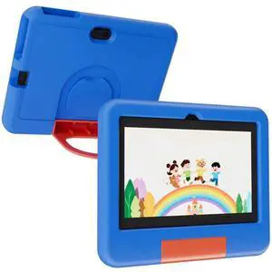 Android Tablet 7 inch Tablets with Case, 4GB RAM 32GB ROM 1TB Expand, Quad-core Processor Tablet PC, 1024 x 600 IPS Screen, Dual Cameras, 3000mAh Battery, Bluetooth, WiFi, GMS, Widevine L1 Blue