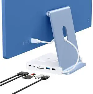 Akkyajaure USB-C Hub for iMac, Docking Station with SD/TF 3.0, 2× USB-C 10Gbps, 1× USBA 10Gbps, 1×USB2.0, 15W Wireless Charging (External Power Required) | iMac Accessories