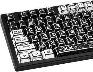 GEKUCAP Japanese Manga Theme Keycaps Set, Cherry Profile PBT Custom Key caps 135 Keys, Black and White Keyboard Keycap for Cherry MX Mechanical Keyboard US Layout with Key Puller