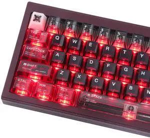 JOMKIZ Clear keycaps, ZAKU Transparent Keycaps, Crystal Ceramic Custom Key Cap Set 138 Keys, Cherry Profile, Shine Through Keycaps for 60%/65%/75%/TKL/96%/100% Layout Magnetic Mechanical Keyboard