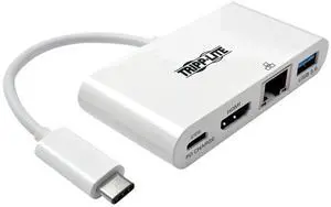 Tripp Lite USB C to HDMI Multiport Video Adapter Converter 1080p w/ USB-A Hub, USB-C PD Charging, Gigabit Ethernet Port (Gbe), Thunderbolt 3 Compatible, USB Type C, USB Type-C (U444-06N-HGU-C)