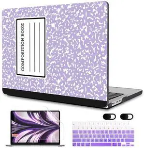 MEEgoodo Case for M4/M3/M2 MacBook Air 13.6 inch Case 2025 2024 2022, Fit Model A3240/A3113/A2681, Laptop Hard Shell with Keyboard Cover Compatible with MacBook Air 13 inch, Composition Book Purple