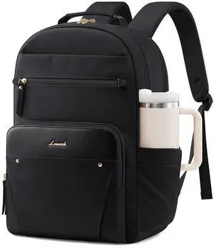 LOVEVOOK Laptop Backpack for Women, 15.6" Work Backpack Purse, Travel Personal Item Bag, Carry On Business Computer Bag, Casual Daypack for Office, School, or Gift, Black