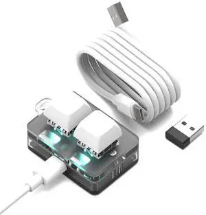 MOSHOU Programmable Macro Keyboard,2 Keys Mini Mechanical Gaming Macro Keypad, Custom KeyPad, Hot swappable Switch Gaming Keyboard, Wired programmable keypad (White)