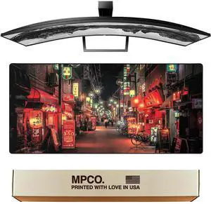 MPCO. Neon Large Gaming Desk Pad - 36" x 17" Duraglyde Fabric Nightlife Desk Mats - Non-Slip, Washable, Smooth Glide for Precision Gaming & Work