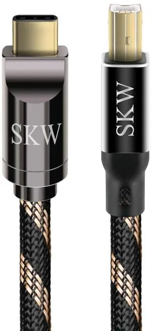 SKW Audiophiles USB Printer Cable Type C/USB C to USB B High Speed DAC Decoder Cable 9.8ft / 3M