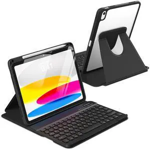 besky Keyboard case for iPad A16 11th 10th Generation 11/10.9 inch, Detachable Keypad360 Rotatable Magnetic Cover with Pencil Holder for iPad 11 2025 10 Gen 2022 - Black