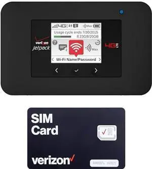 Verizon Wireless Jetpack Netgear AC791L | Mobile Hotspot for Travel | 4G Mobile Portable WiFi | Unlocked Globally | Speed up to 300 Mbps | Battery Usage 20 Hours | EVDO-LINK Bundle - Verizon Sim Card