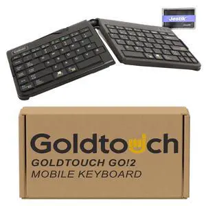 Goldtouch Go!2 Mobile Keyboard (GTP-0044) - Portable Foldable Travel Ergonomic Keyboard with USB for PC & Mac, Plus Jestik Microfiber Cloth - Value Bundle